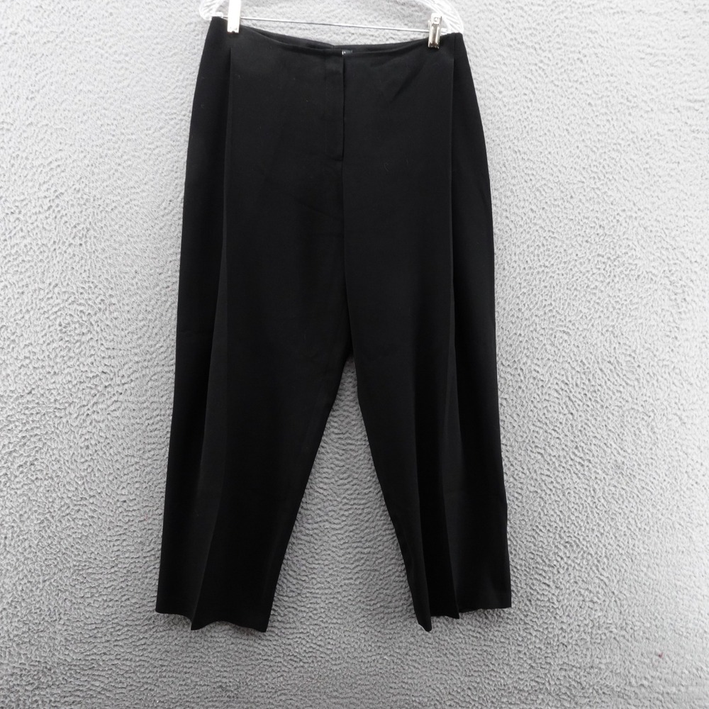 Lafayette 148 Wool‎ Crepe Ankle Pants Size 10 Black Womens Pleated Career